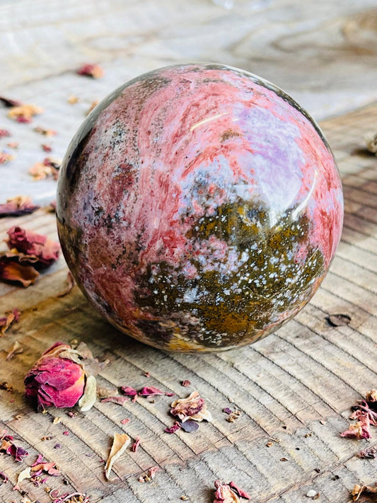 Ocean Jasper Sphere – Joy • Heart Expansion • Emotional Renewal