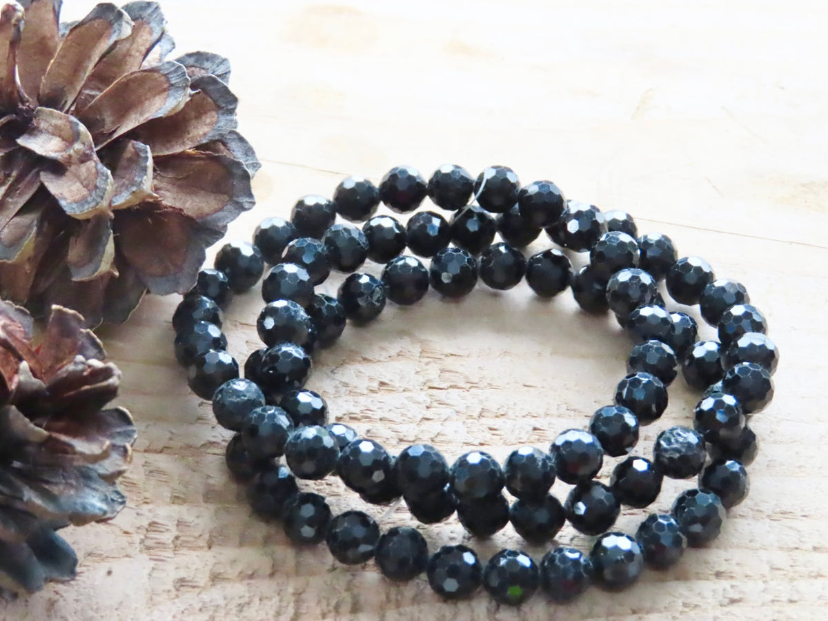 Black Tourmaline Faceted Bracelet
