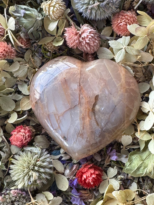 Peach Moonstone Heart