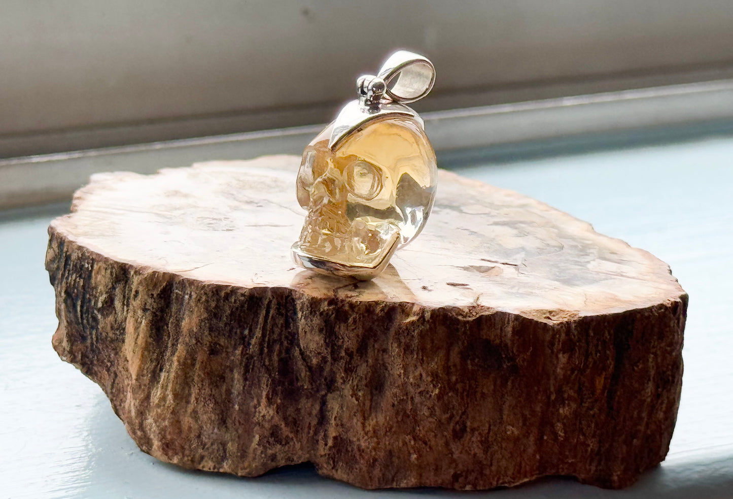 Natural Citrine Skull Pendant