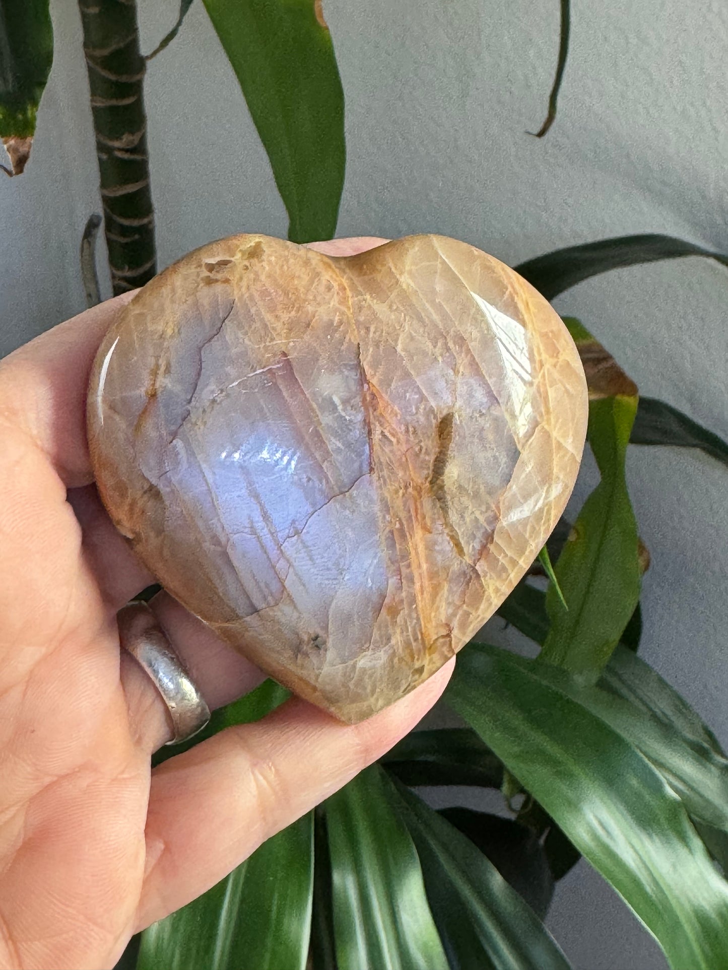 Peach Moonstone Heart