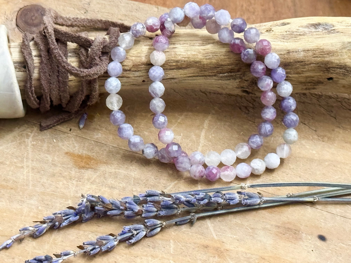 Lepidolite with Pink Tourmaline Bracelet