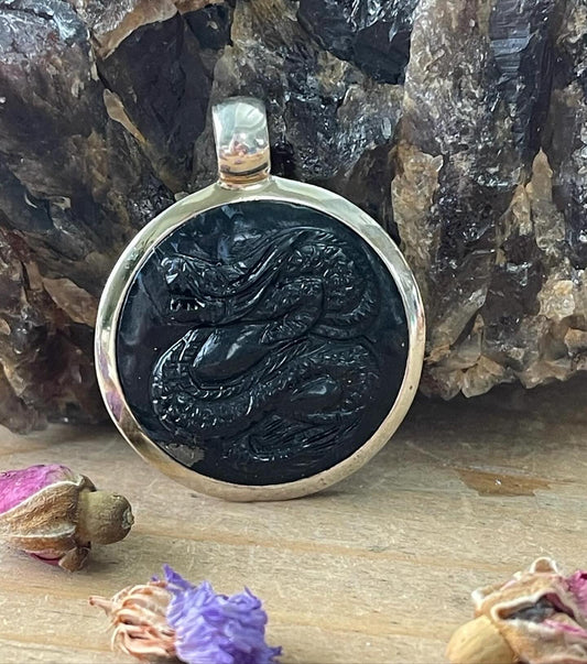 Black Pyrite Dragon Pendant