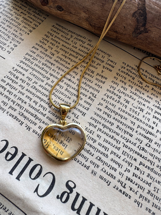 Natural Citrine Heart Pendant set in Nordic Gold
