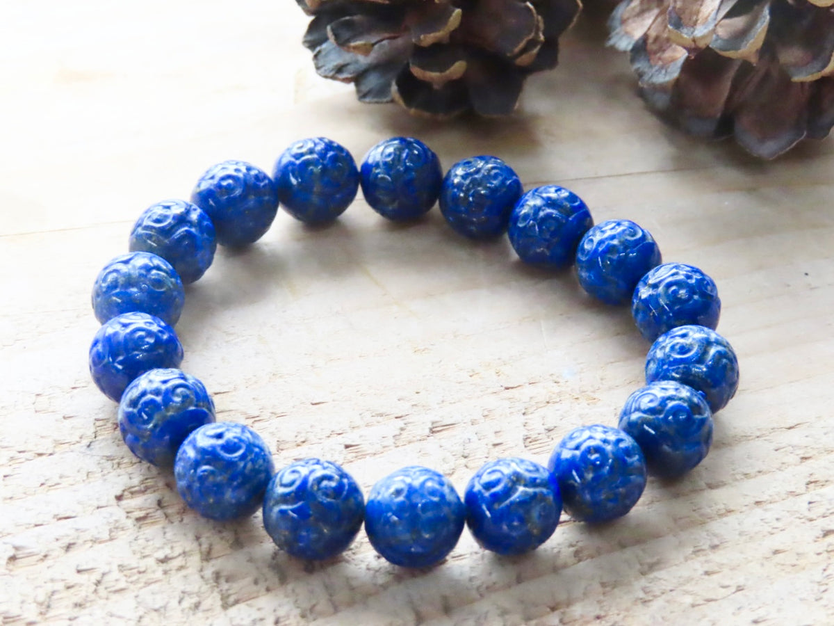 Carved Lapis Lazuli Bracelet
