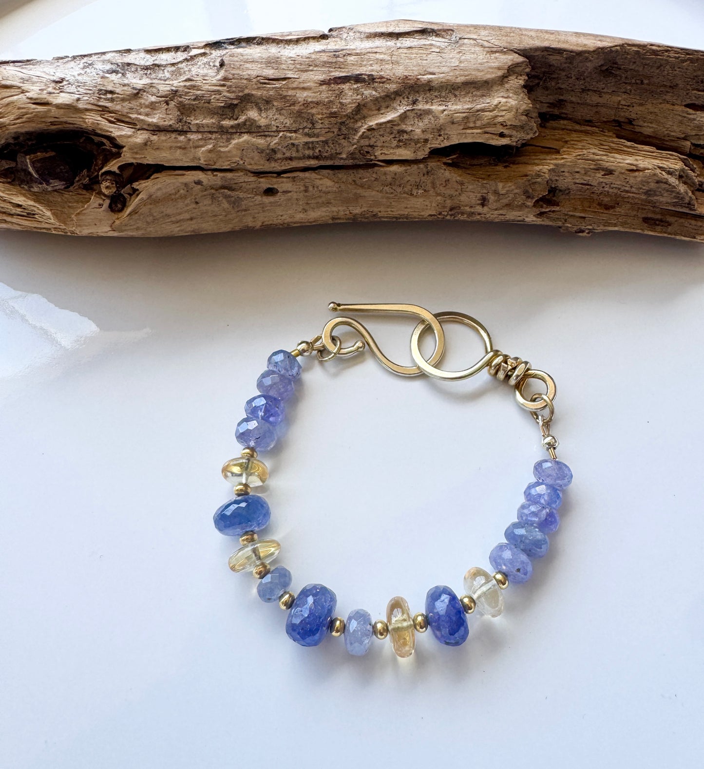 Citrine & Tanzanite Heart Wisdom Bracelet