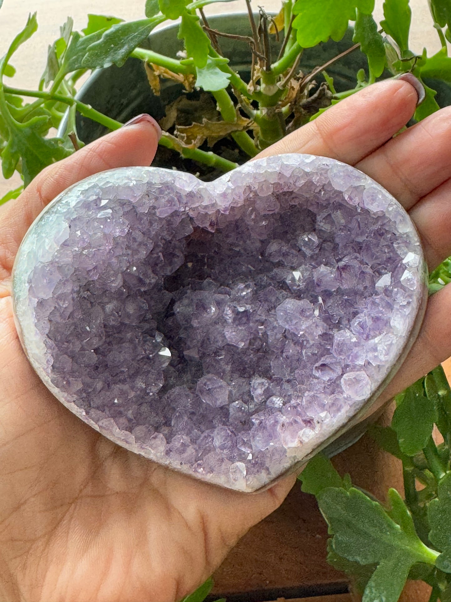 🌸 Amethyst Heart with Flower