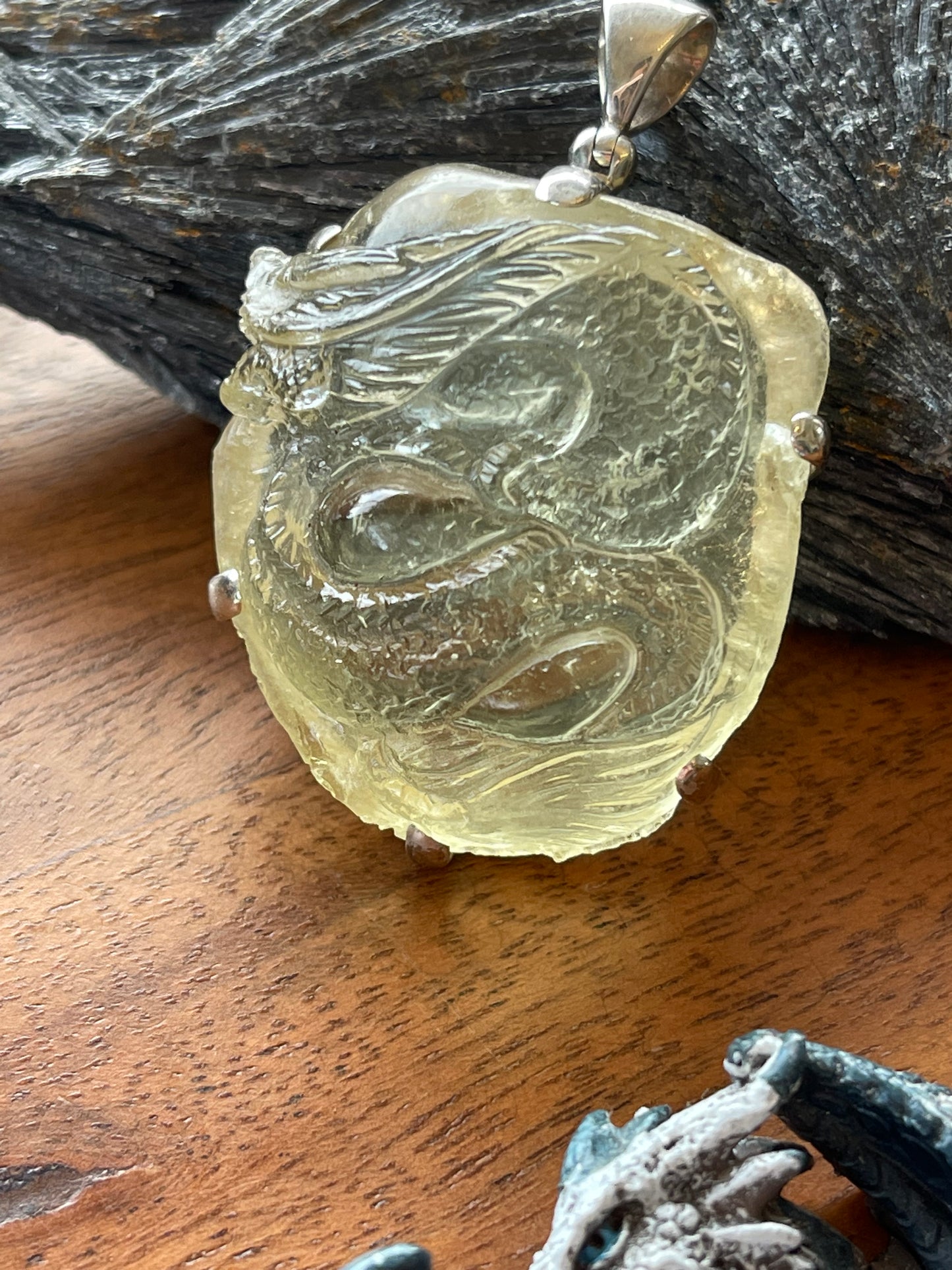 Libyan Desert Glass Tektite Dragon pendant