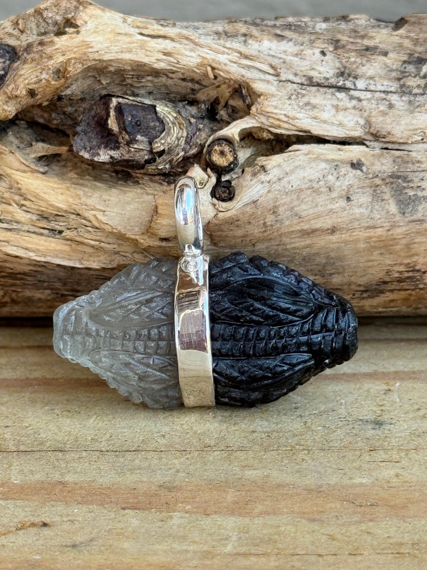 Bi-Colored Quartz Double-Headed Snake Pendant – Sterling Silver