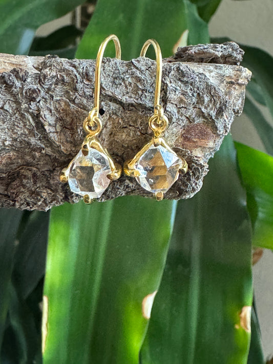 Gold Micron Plated Herkimer Diamond Earrings