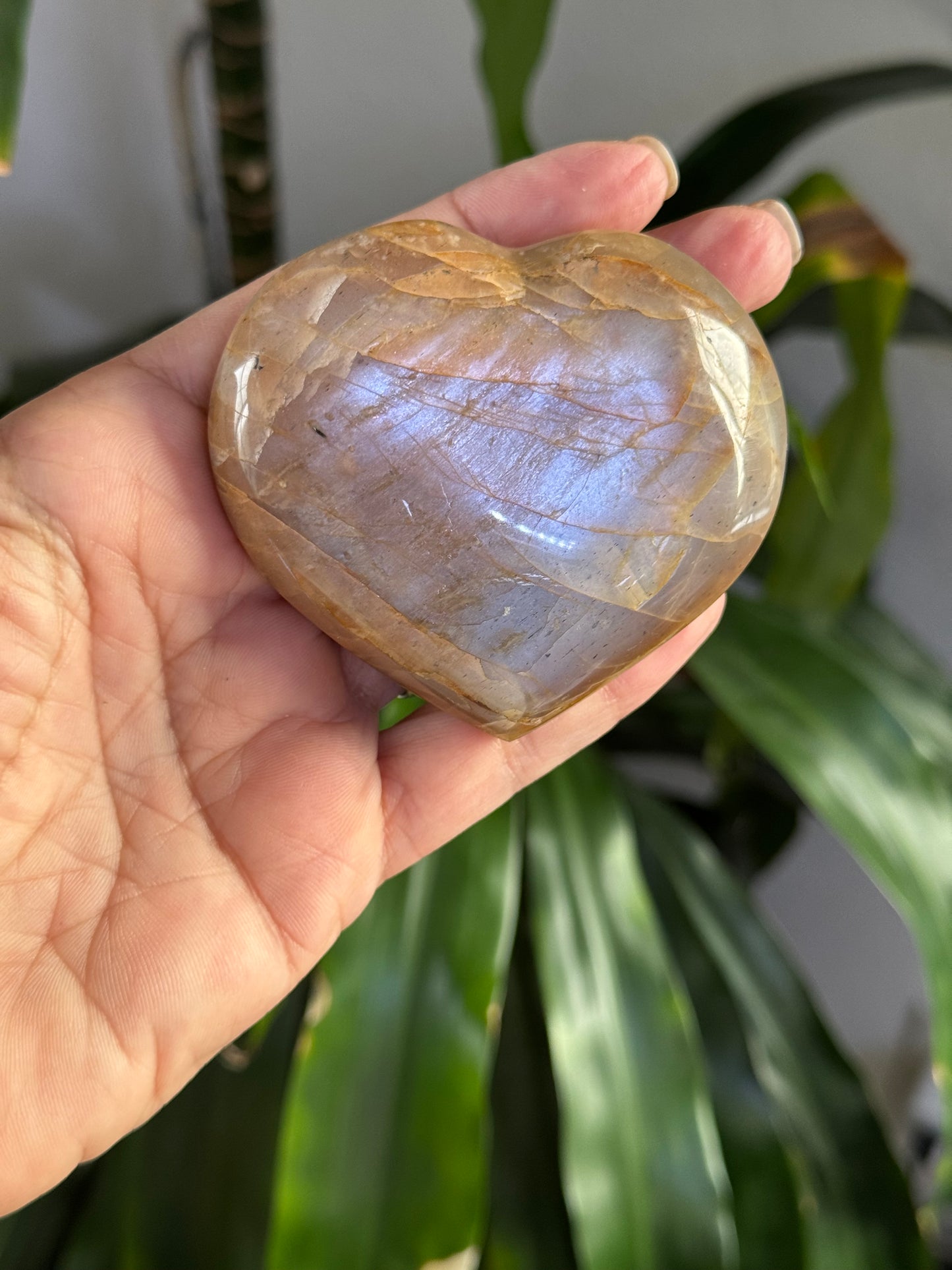 Peach Moonstone Heart