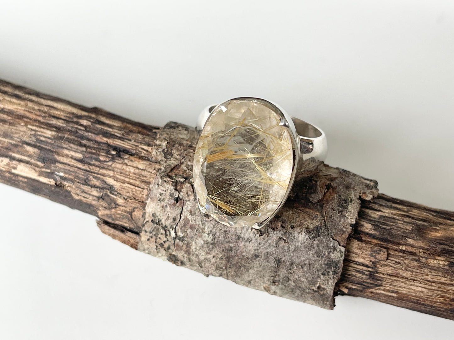 Gold Rutilated Quartz Ring