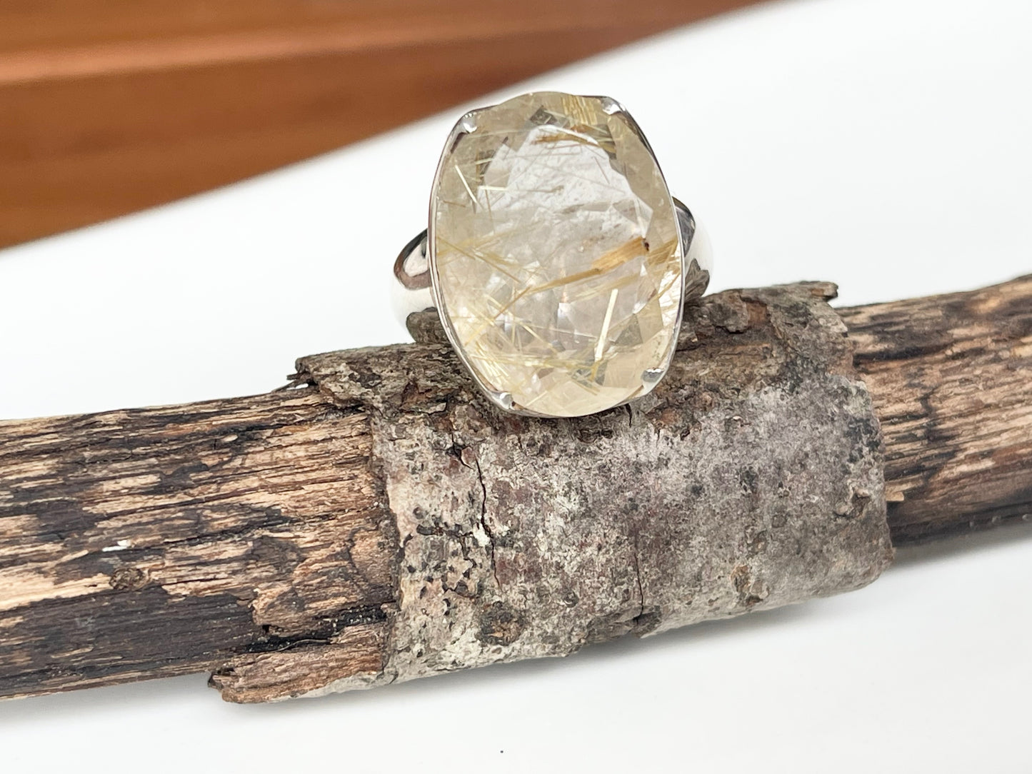 Gold Rutilated Quartz Ring