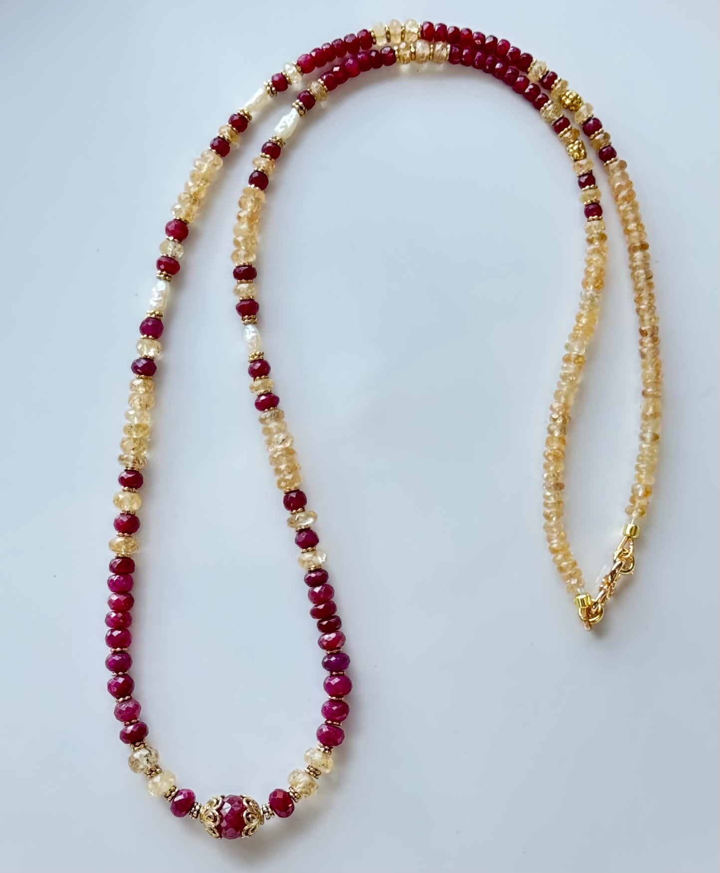 ✨ Imperial Topaz, Ruby & Pearls Manifestation Necklace ✨