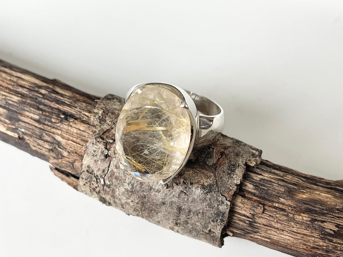 Gold Rutilated Quartz Ring