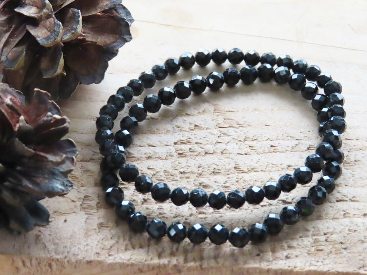 Black Tourmaline Faceted Bracelet