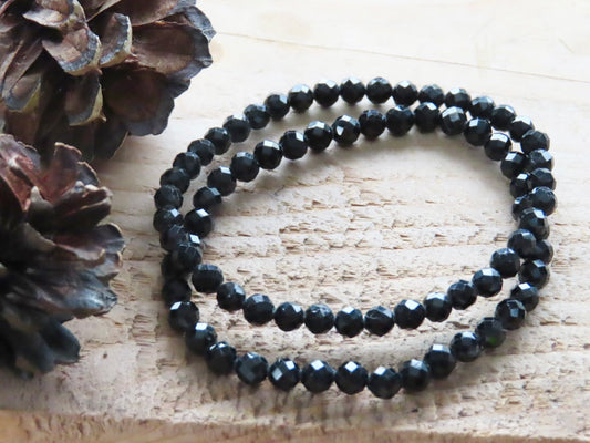 Black Tourmaline Faceted Bracelet