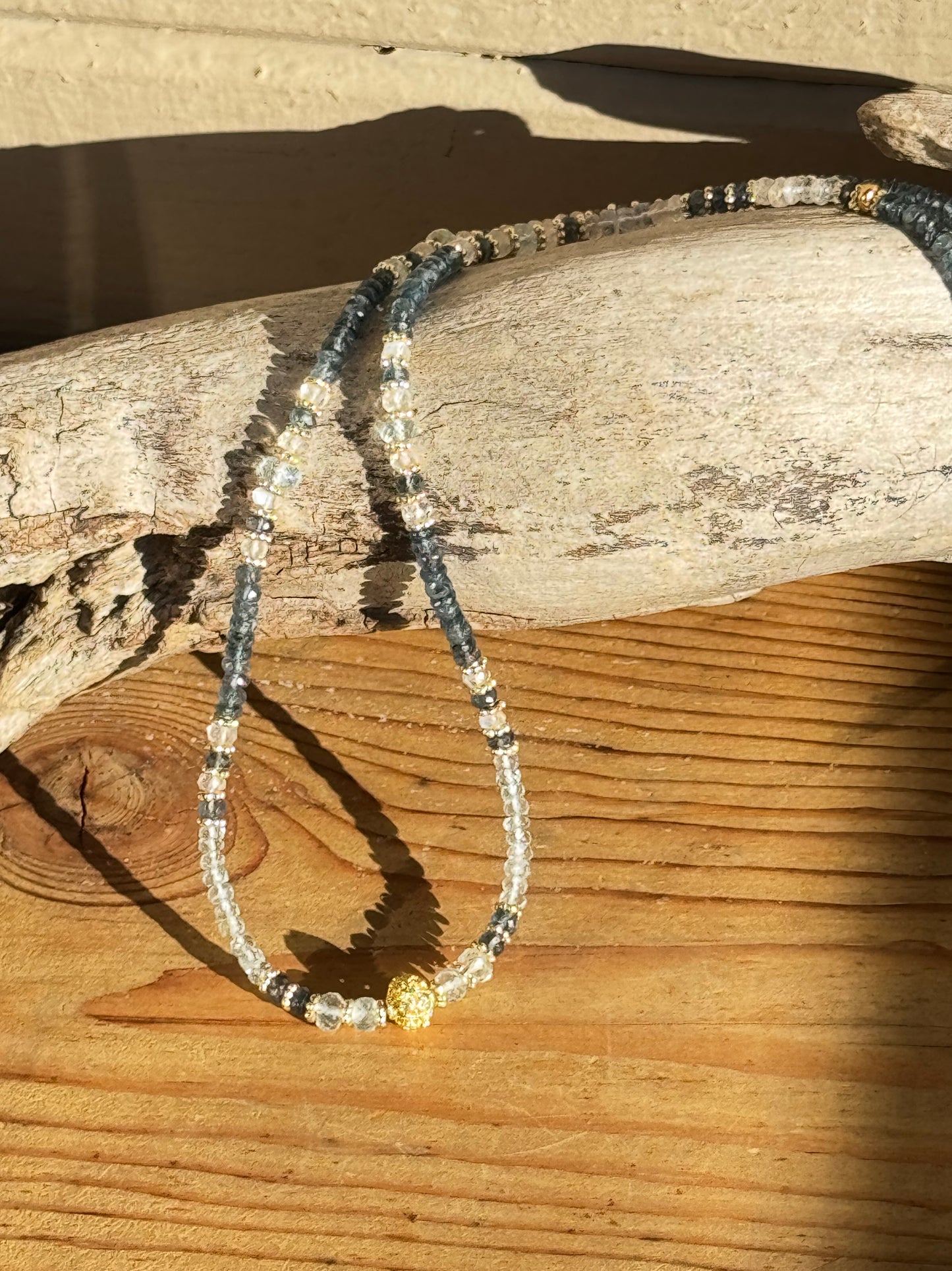 Crystal Grid Necklace – Aquamarine · Kyanite · Moonstone