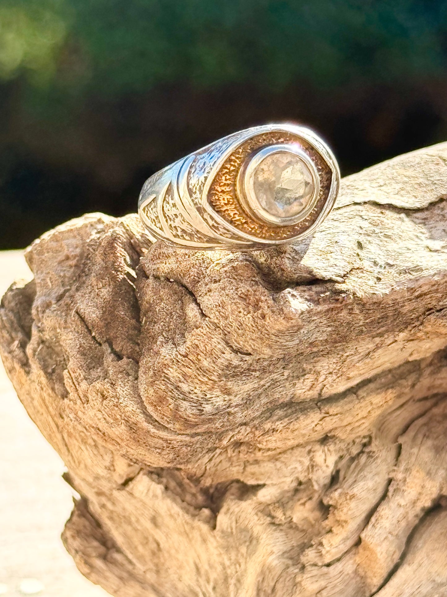 Libyan Desert Glass Tektite Ring, size 8