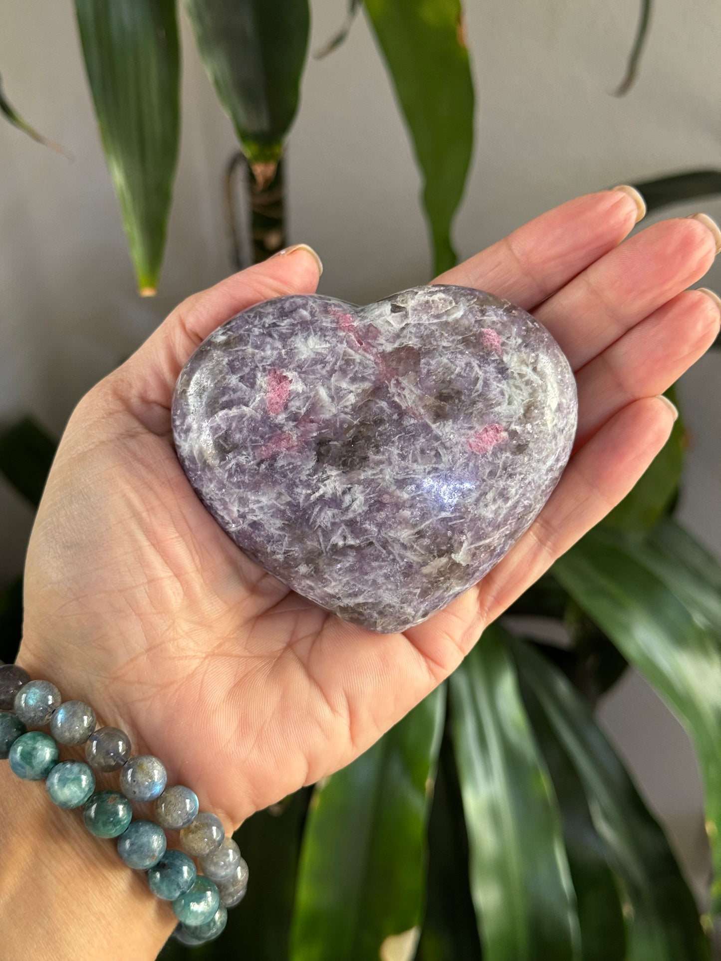 Lepidolite & Pink Tourmaline Heart