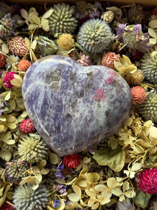 Lepidolite & Pink Tourmaline Heart