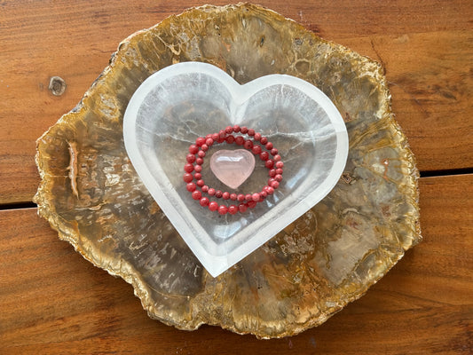 Large Selenite Heart Charging Bowl