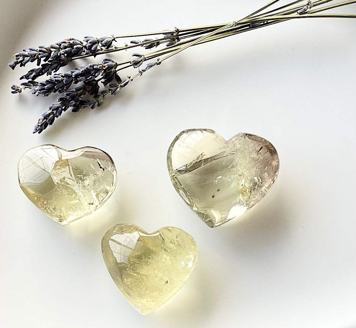 Puffy Citrine Heart & Moon