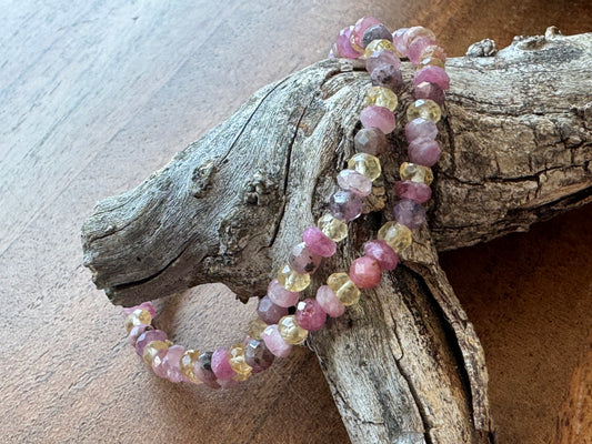 Double Wrap Bracelet with Ruby Sapphire, Citrine & Pink Tourmaline