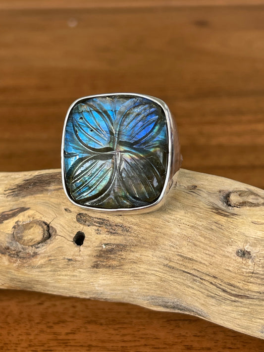 Labradorite Flower Ring