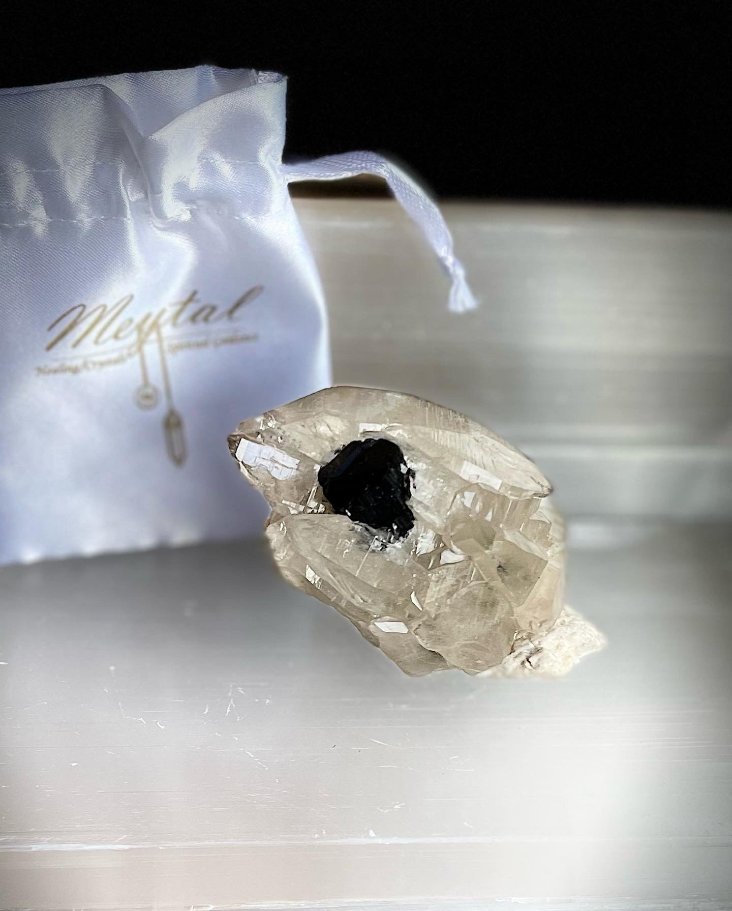 Natural Citrine with Black Tourmaline raw form