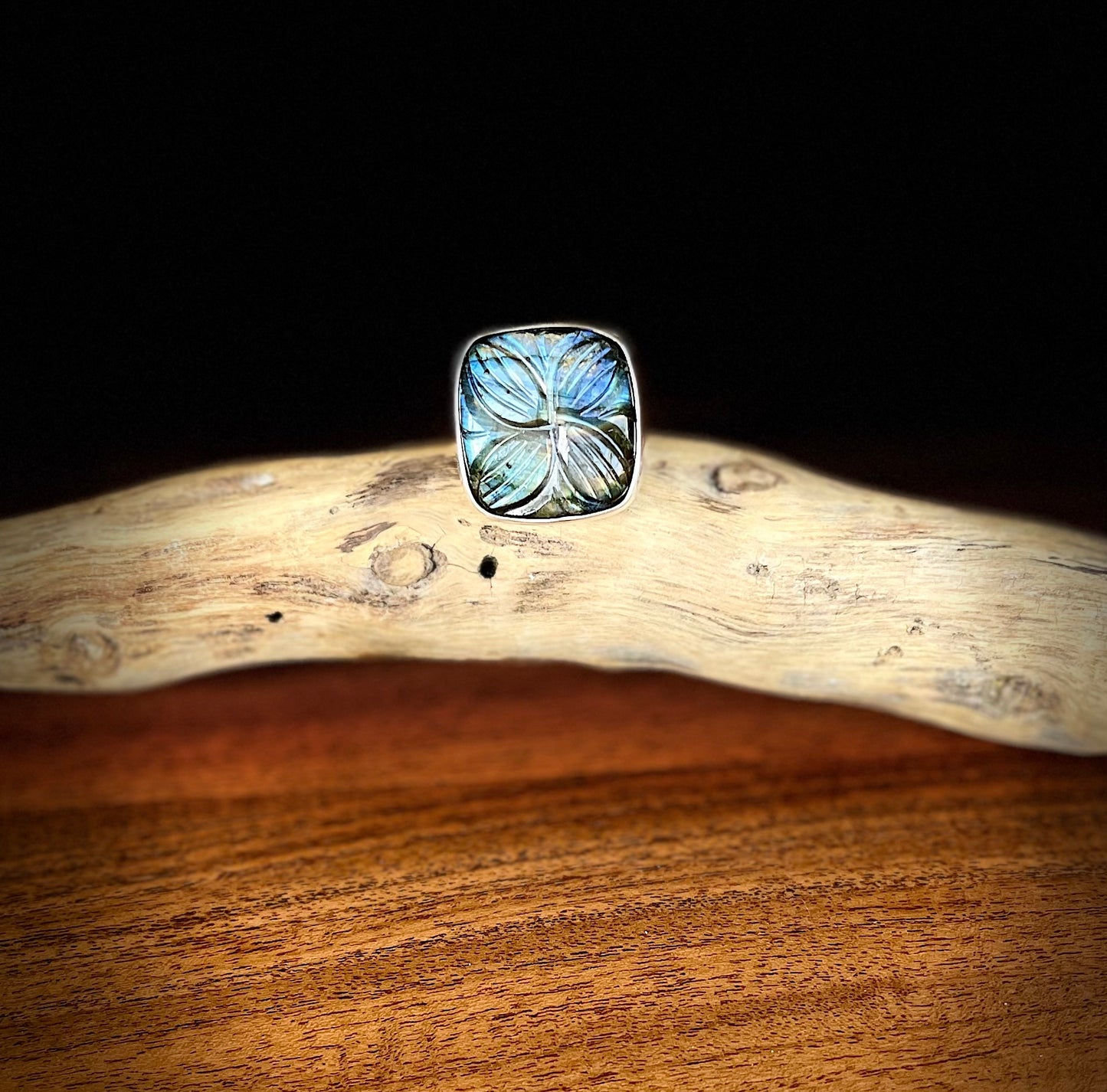 Labradorite Flower Ring