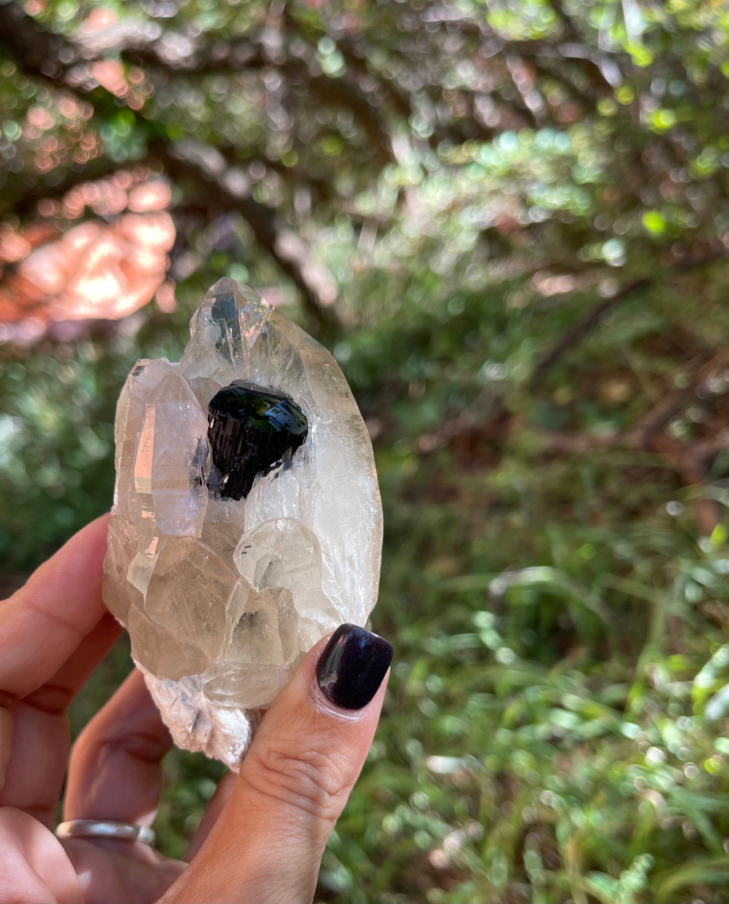 Natural Raw Citrine with Black Tourmaline