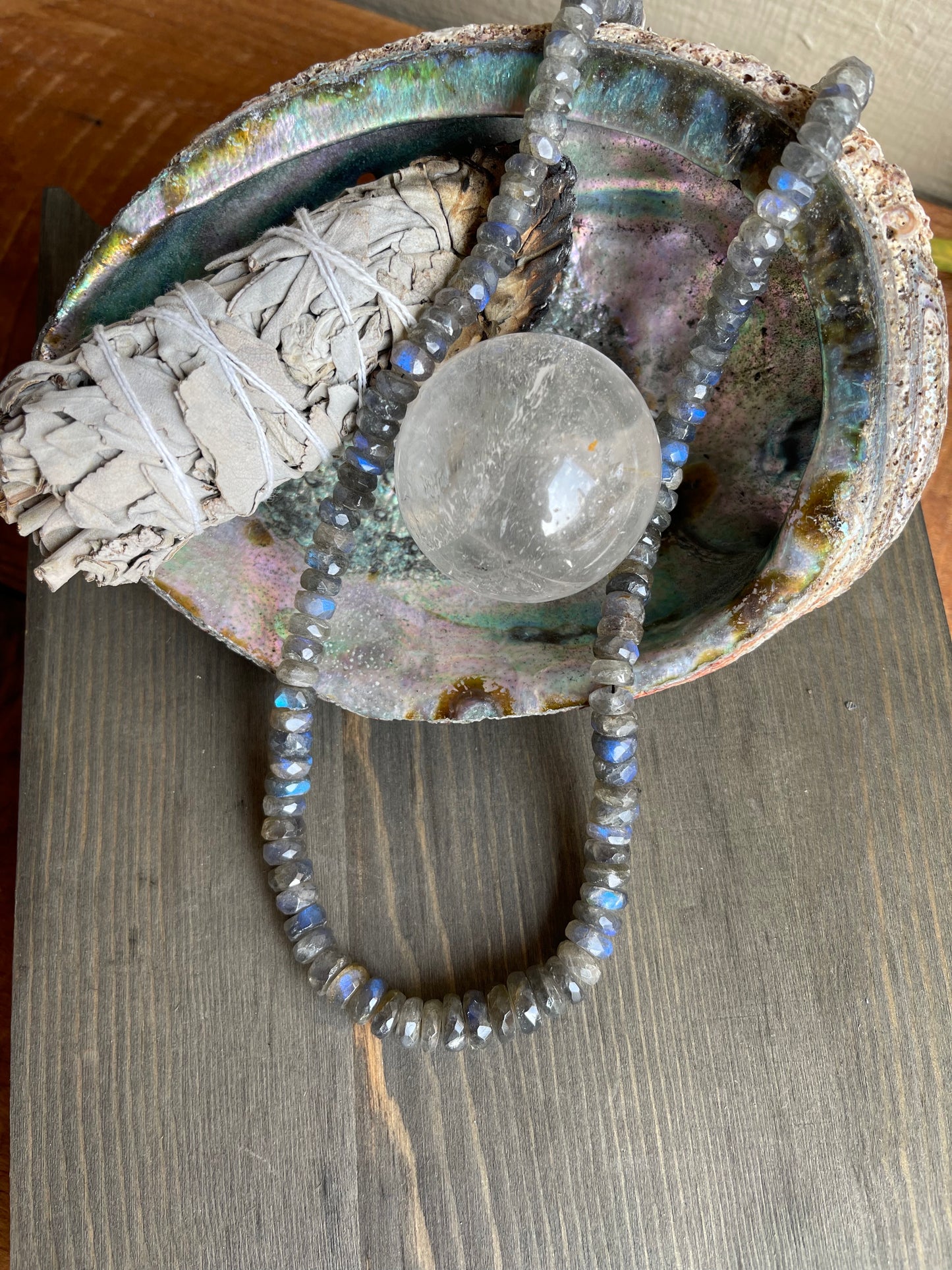 Large Bead Labradorite Necklace