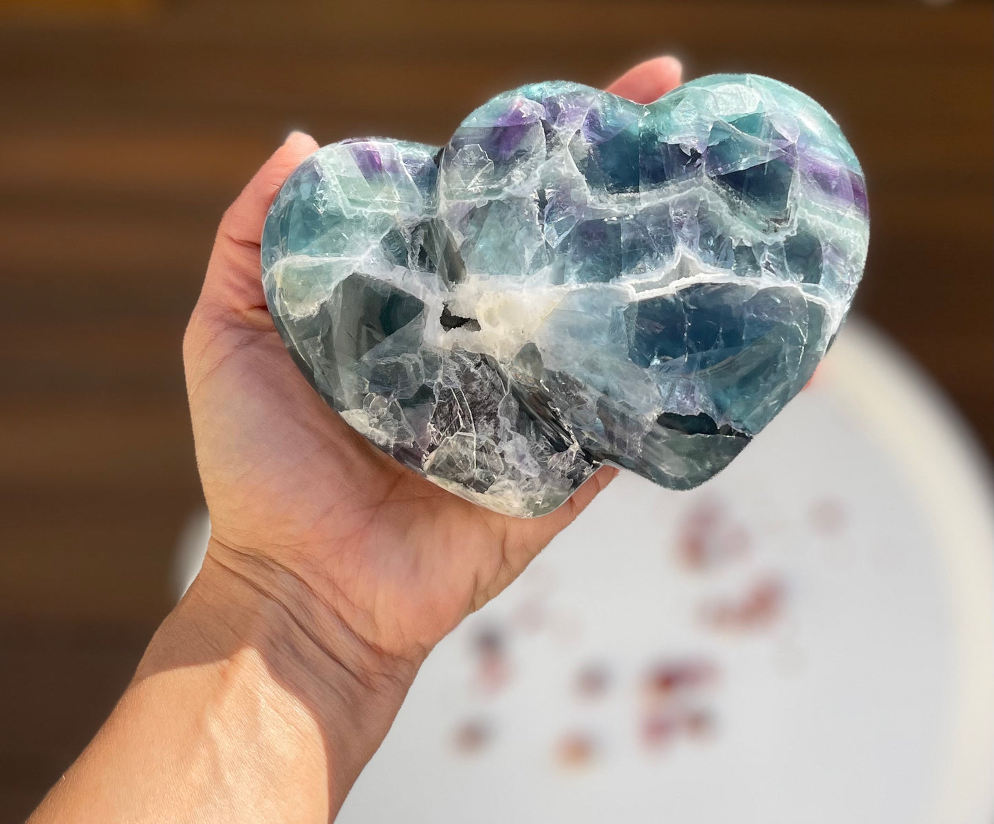 XL Double Heart Fluorite