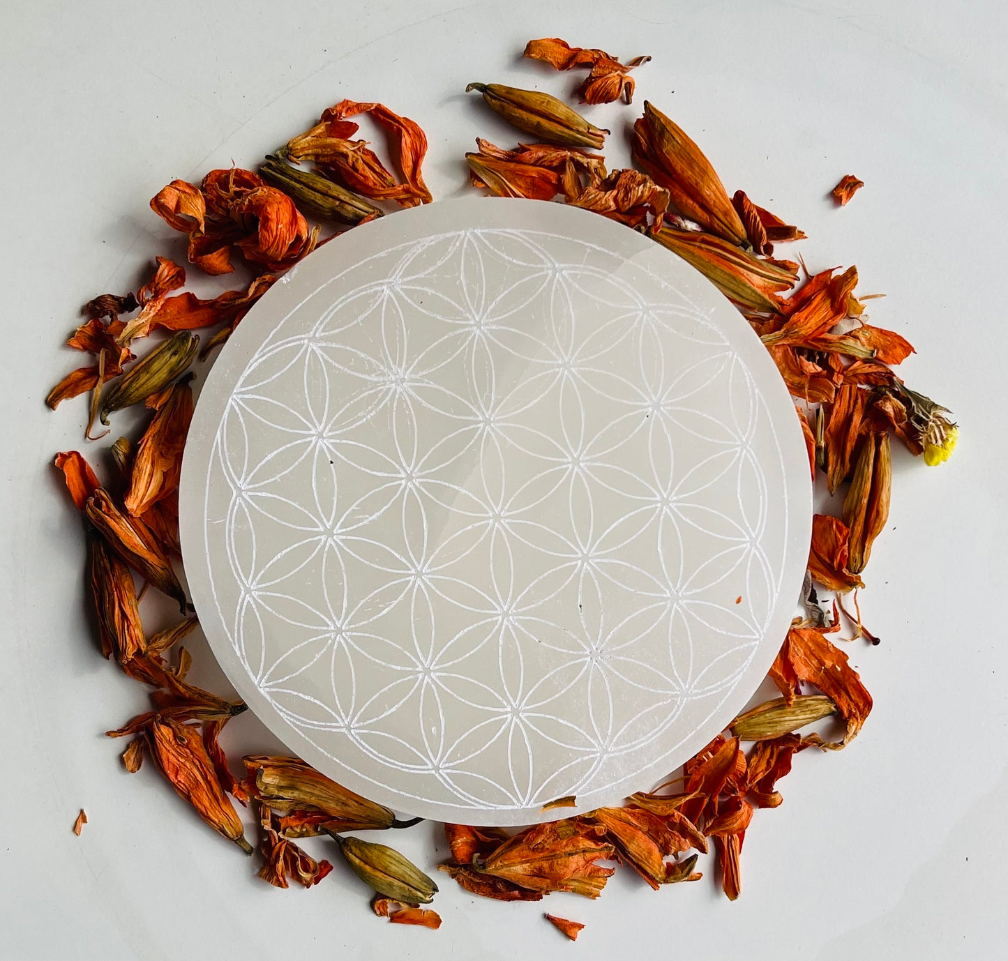 Flower Of Life Selenite charging plate (large size)